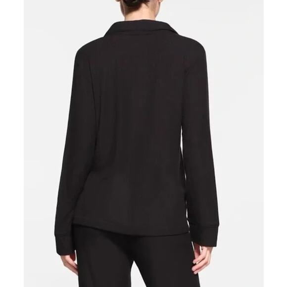 SKIMS Soft Lounge Ribbed Sleep Top Button Down Shirt Modal Jersey in Onyx Black - Picture 3 of 13